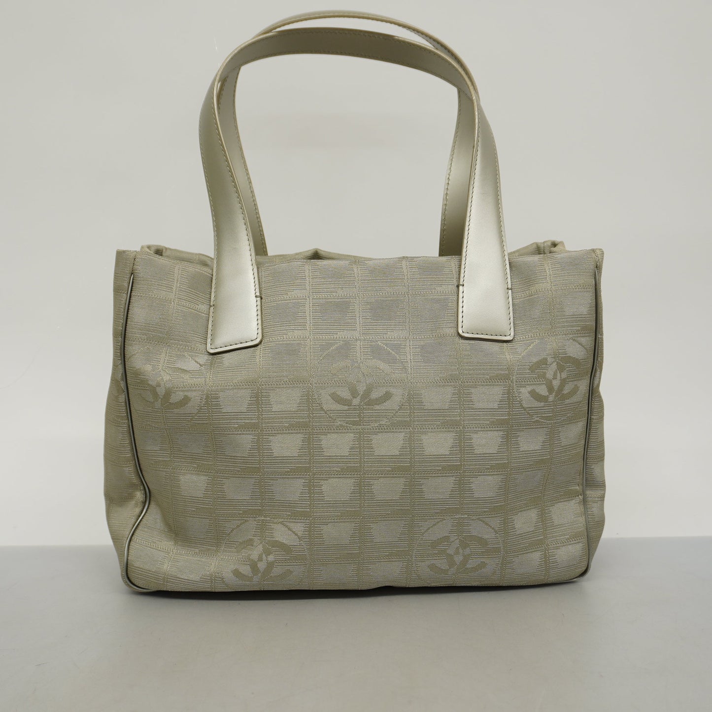 CHANEL   New Travel Line Women's Nylon,Leather Tote Bag Silver