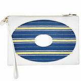 Hermes Blue Off-White Yellow Leather Fabric Clutch Bag Handbag ( )