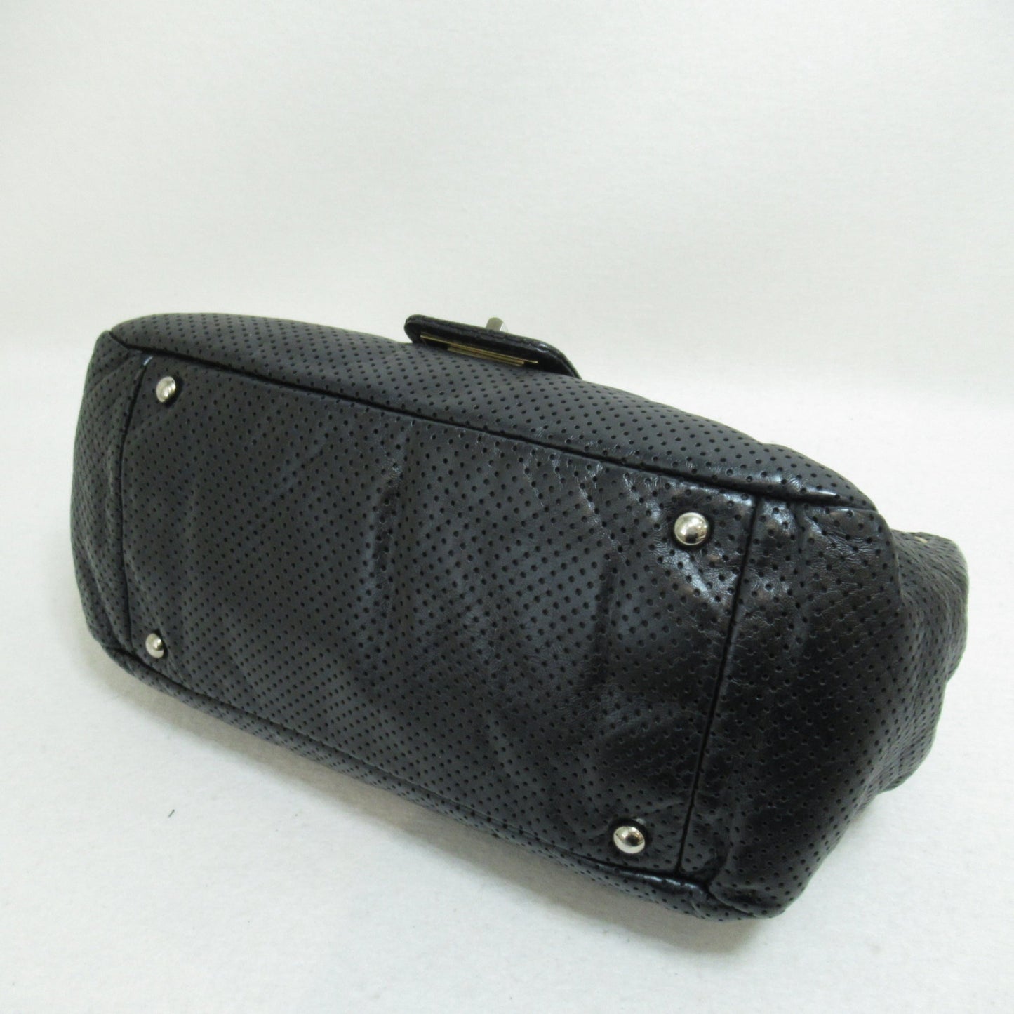 CHANEL 2.55ChainShoulder Bag Black leather Punching leather
