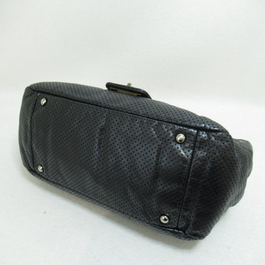 CHANEL 2.55ChainShoulder Bag Black leather Punching leather