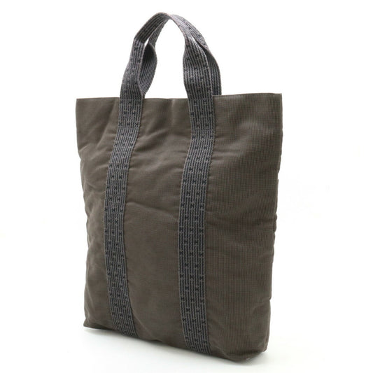 Hermes Black Gray Canvas Tote Bag ( )