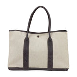 Hermes Beige Brown Toile H Leather Handbag ( )