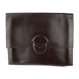 Hermes Dark Brown Box Calf Leather Clutch Bag Handbag ( )