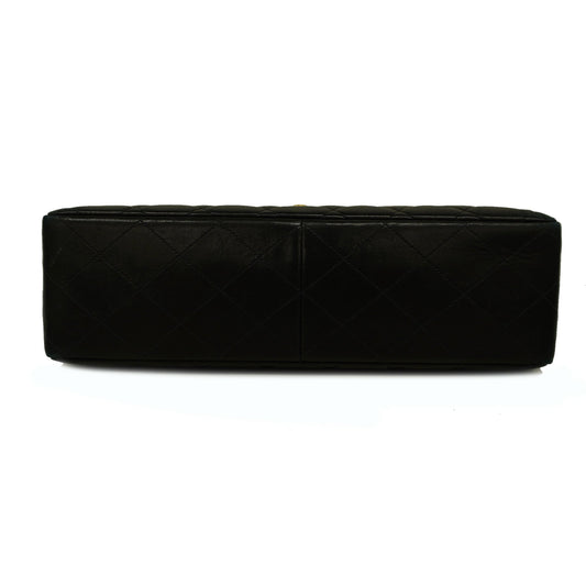 CHANEL Decamatlasse W Chain Lambskin Women's Leather Shoulder Bag Black