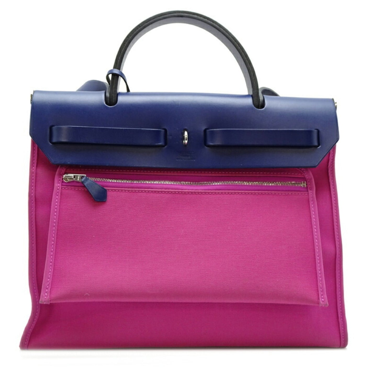 Hermes Bleu Saphir Navy Pink Toile Officier Shoulder Bag ( )