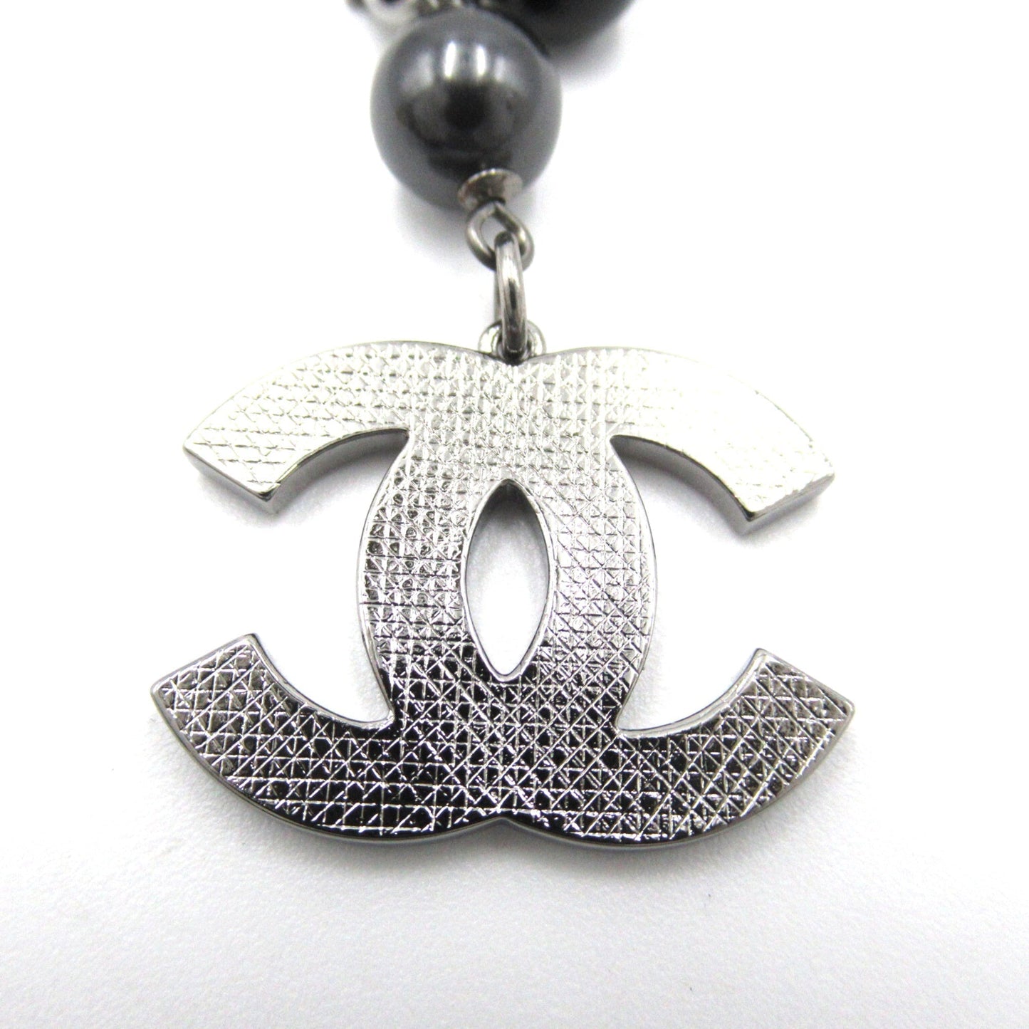 CHANEL A11V Bracelet Black Silver Plastic plating
