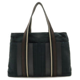 Hermes Beige Black Brown Canvas Leather Shoulder Bag Tote Bag ( )