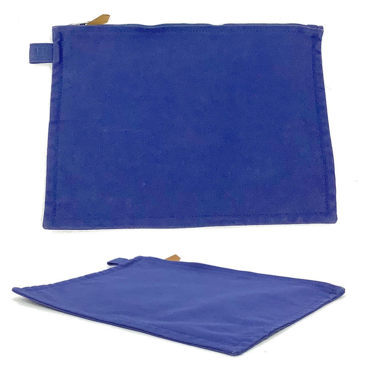 Hermes Blue Cotton Canvas Clutch Bag Pouch ( )