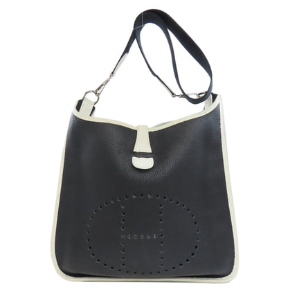 Hermes Black White Taurillon Clemence Leather Shoulder Bag ( )