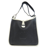 Hermes Black White Taurillon Clemence Leather Shoulder Bag ( )