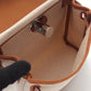Hermes Beige Brown Ecru Toile H Vache Leather Shoulder Bag ( )