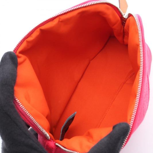 Hermes Brown Pink Canvas Leather Pouch ( )