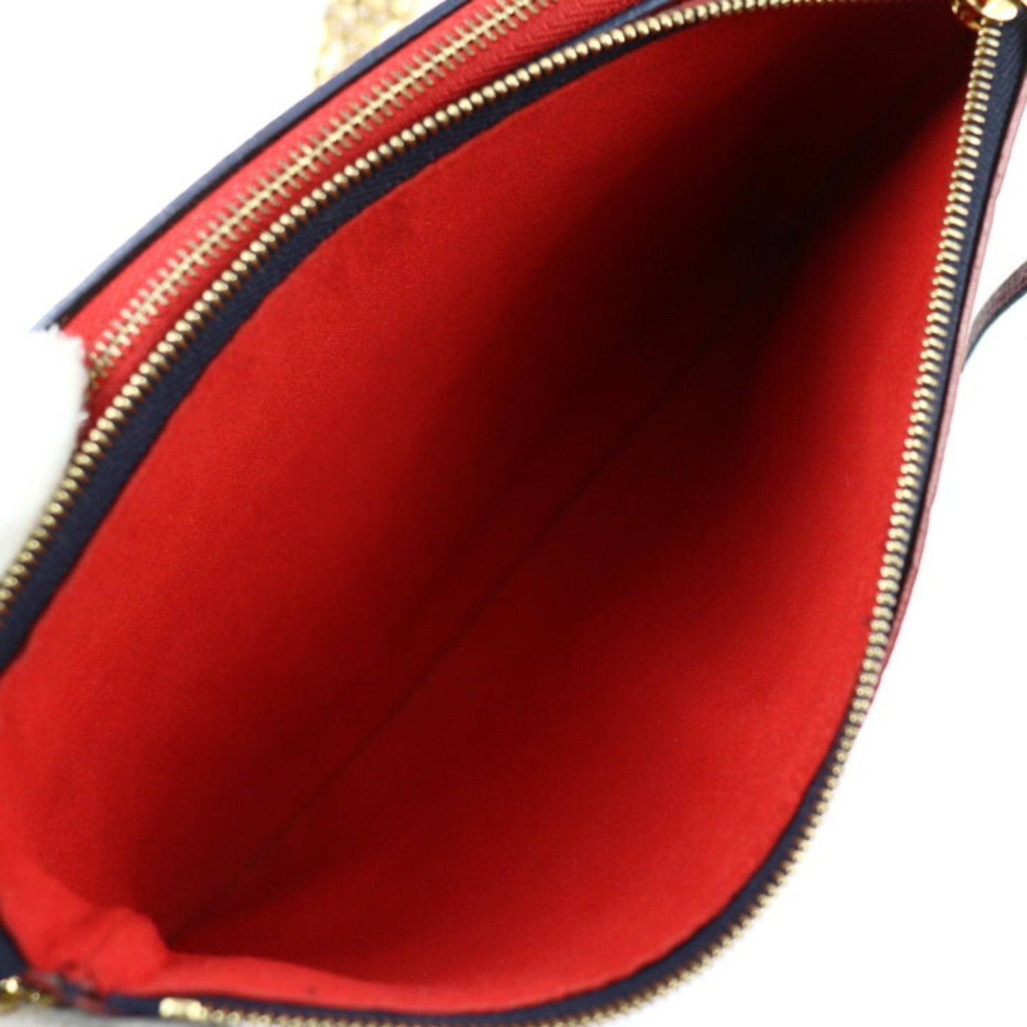 LOUIS VUITTON Pochette Double Zip Shoulder Bag M63916 Monogram Empreinte Marine Rouge Gold Hardware 2WAY Clutch Chain