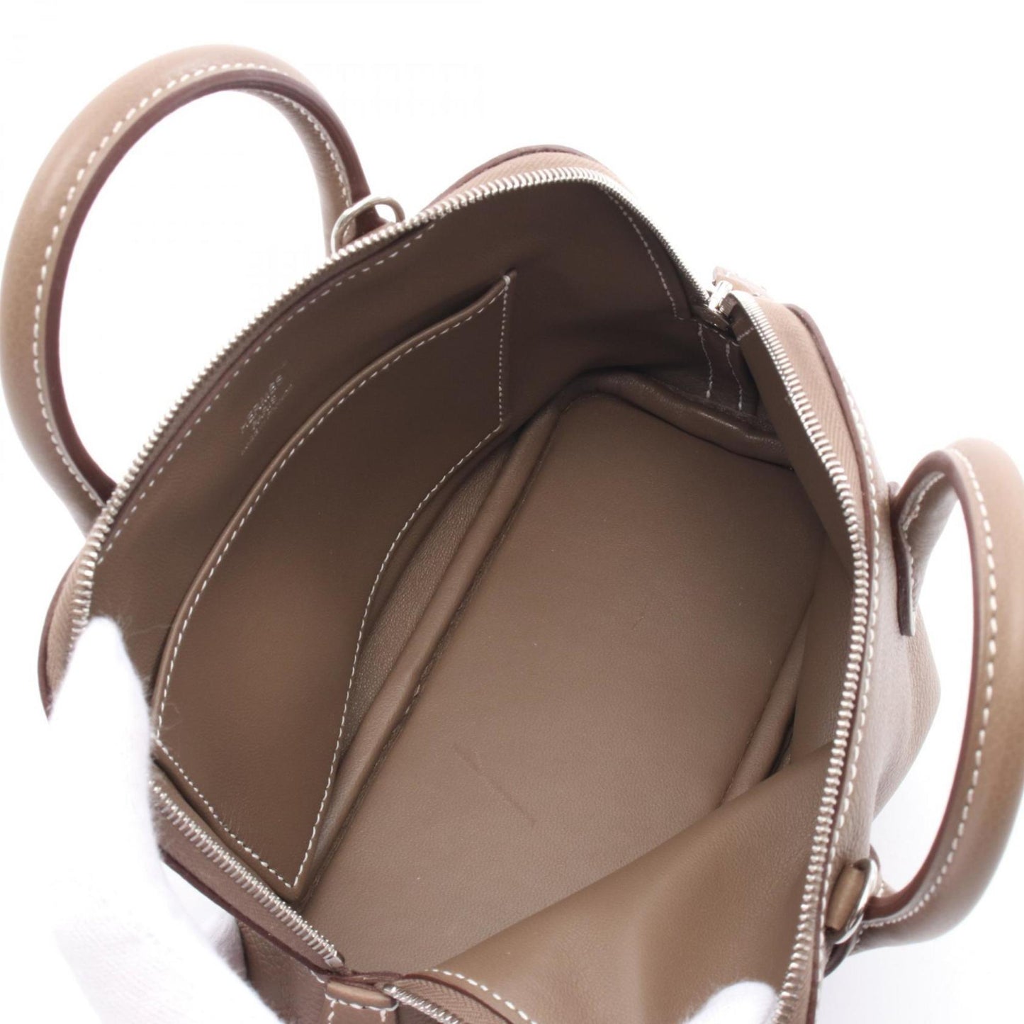 Hermes Bolide Brown Etoupe Gray Leather Handbag ( )