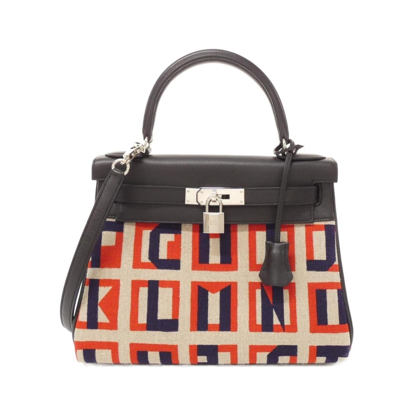 Hermes Black Blue Indigo Capucine Swift Leather Handbag ( )