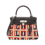 Hermes Black Blue Indigo Capucine Swift Leather Handbag ( )