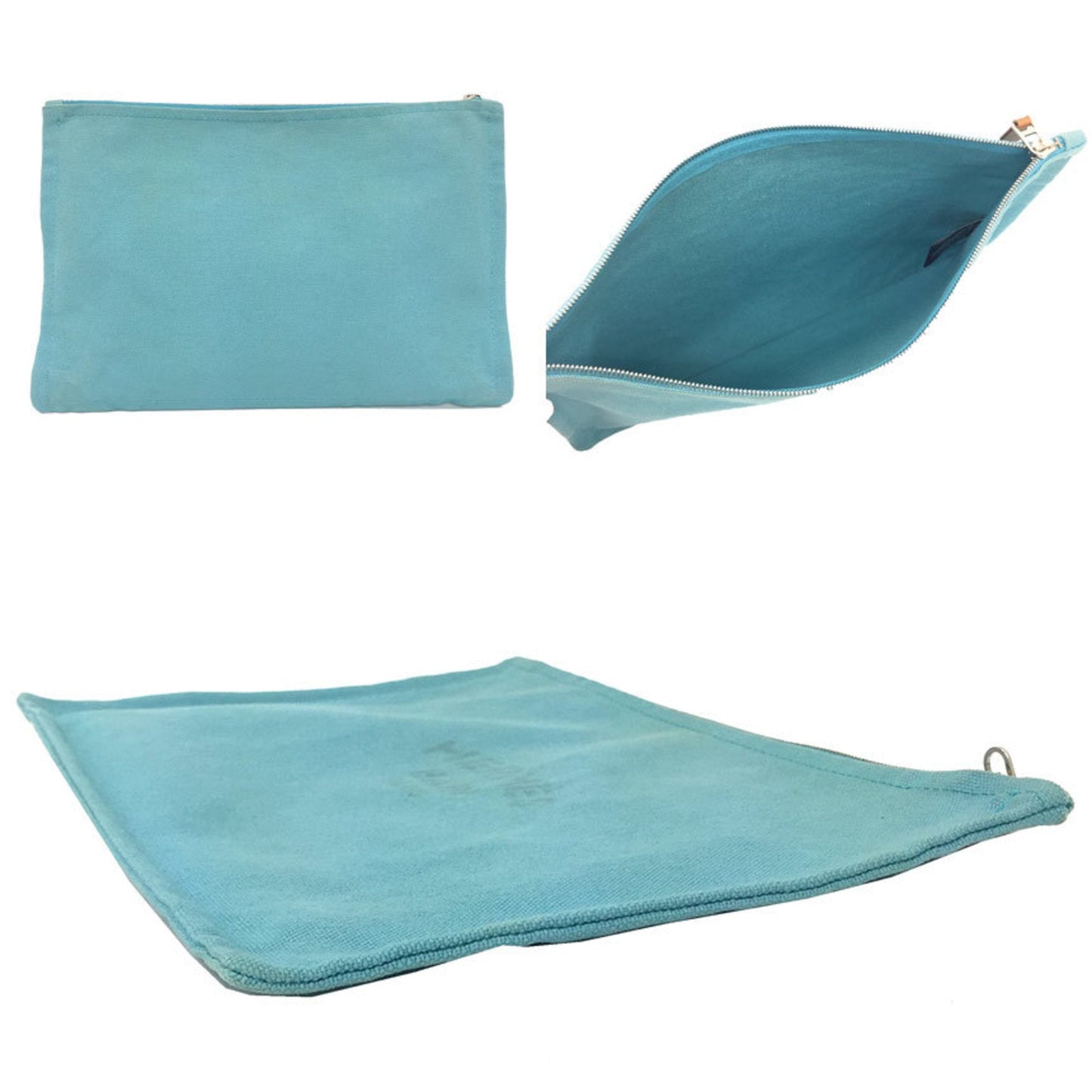 Hermes Blue Canvas Pouch ( )