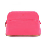 Hermes Brown Pink Canvas Leather Pouch ( )