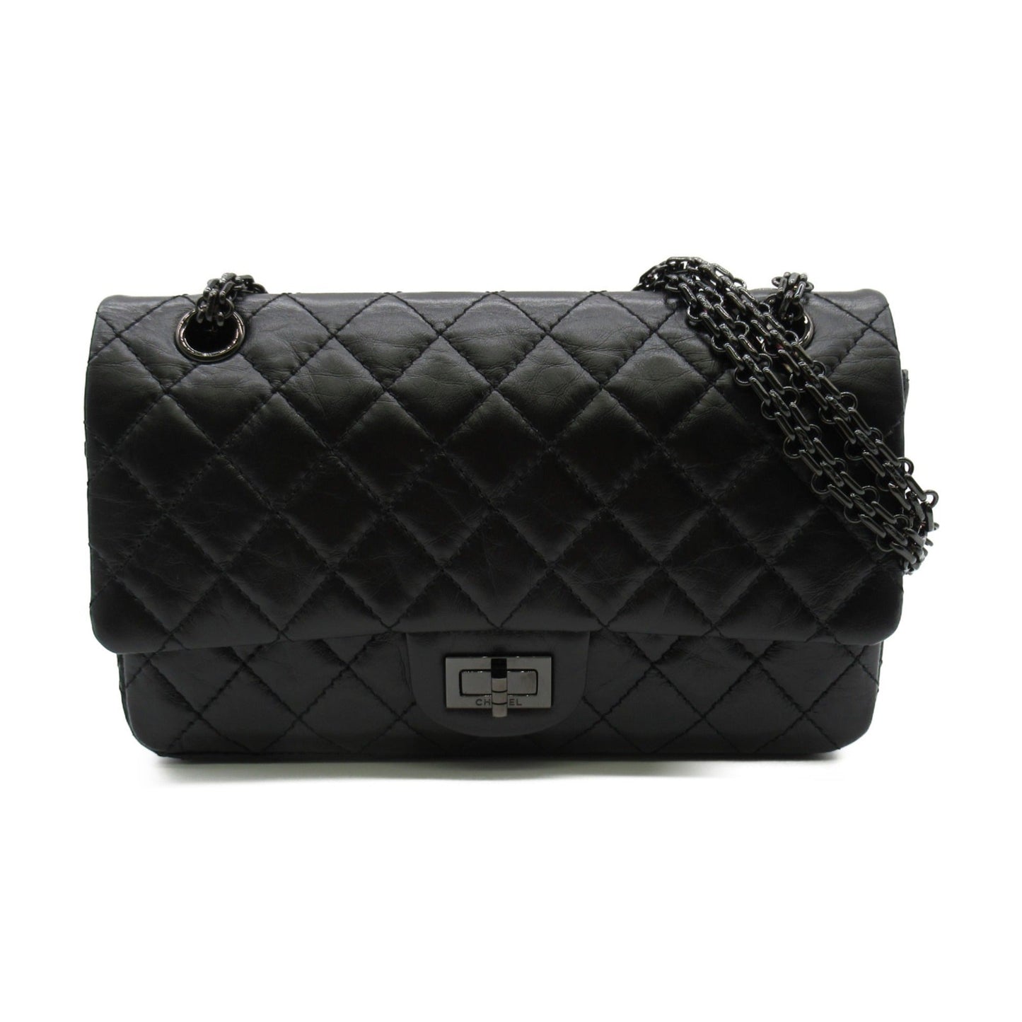 CHANEL 2.55ChainShoulder Bag Black leather