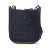 Hermes Black Blue Nuit Navy Felt Swift Leather Shoulder Bag ( )