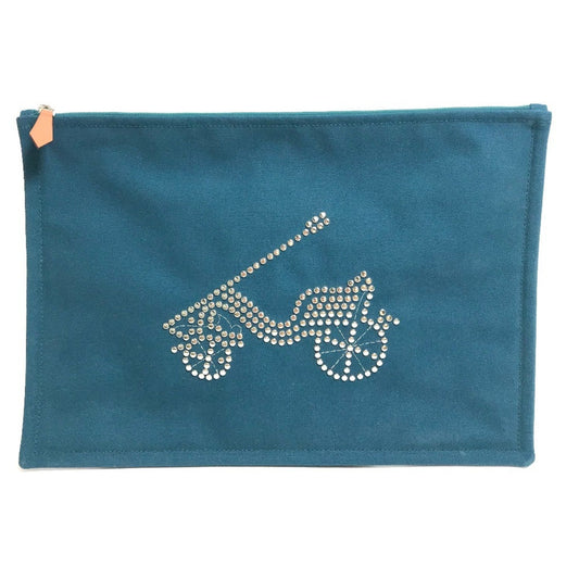 Hermes Blue Canvas Pouch ( )