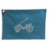 Hermes Blue Canvas Pouch ( )