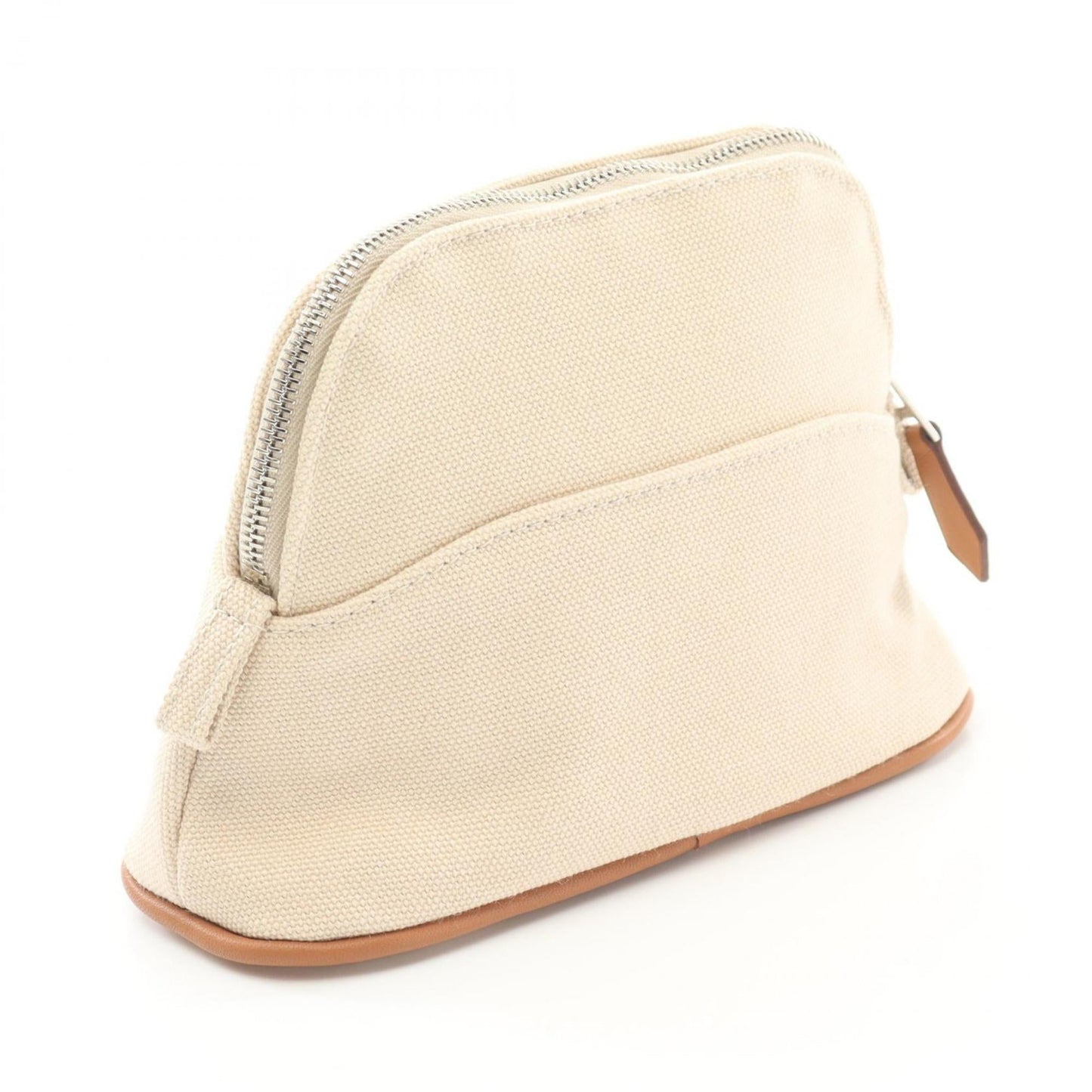 Hermes Beige Brown Canvas Leather Pouch ( )