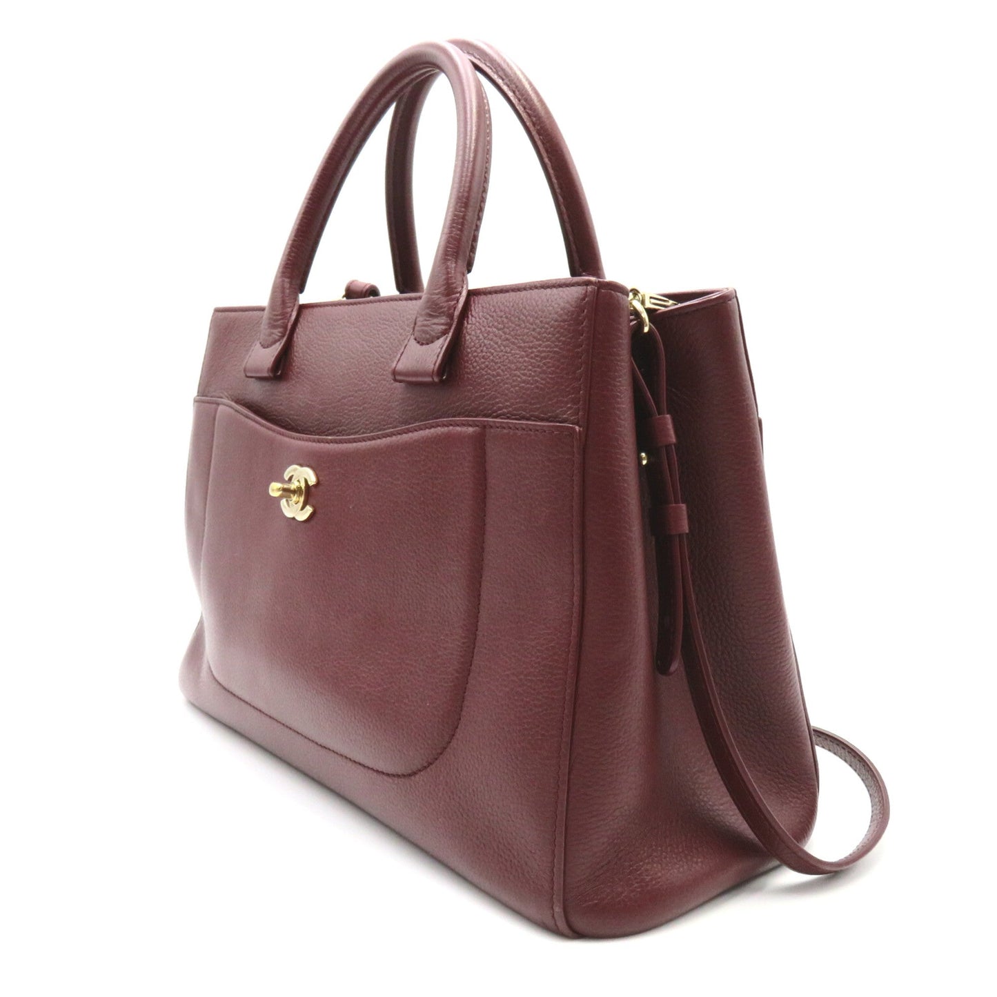 CHANEL 2way tote Red Bordeaux leather A69930