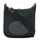 Hermes Black Toile H Leather Shoulder Bag ( )