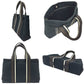 Hermes Black Canvas Leather Tote Bag ( )