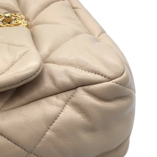 Chanel 19 Nineteen Large Bag 2WAY Chain Shoulder Lambskin Beige