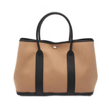 Hermes Black Brown Canvas Leather Tote Bag ( )