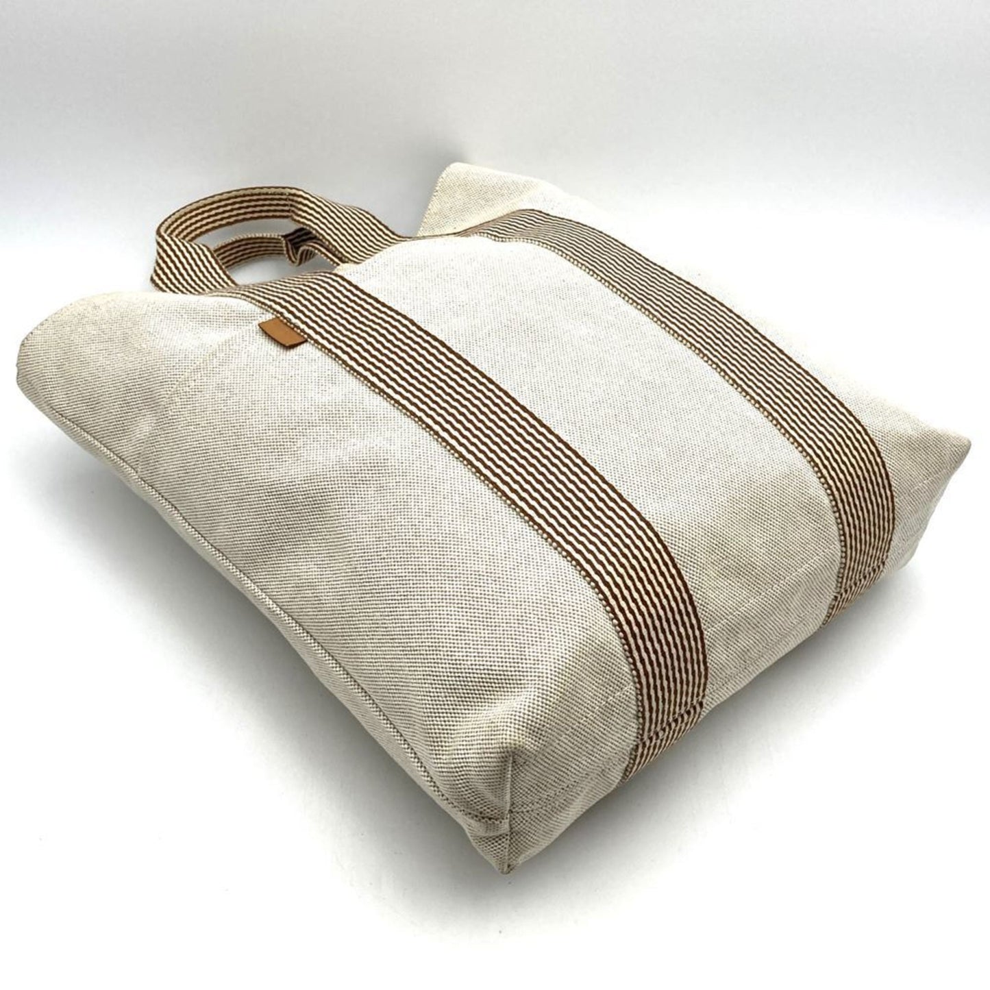 Hermes Beige Canvas Handbag Tote Bag ( )