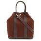 Hermes Brown Toile Officier Leather Shoulder Bag Tote Bag ( )