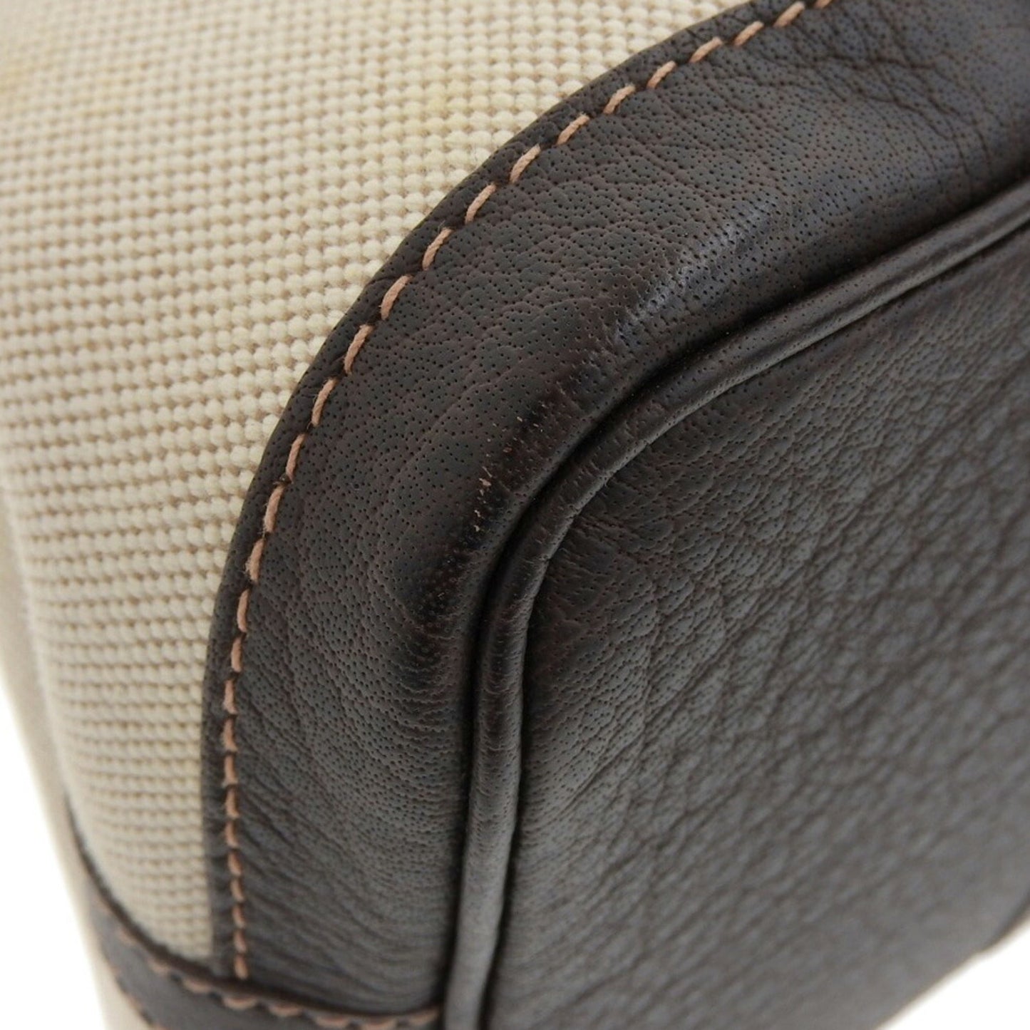 Hermes Beige Brown Marron Toile Officier Buffalo Leather Tote Bag ( )