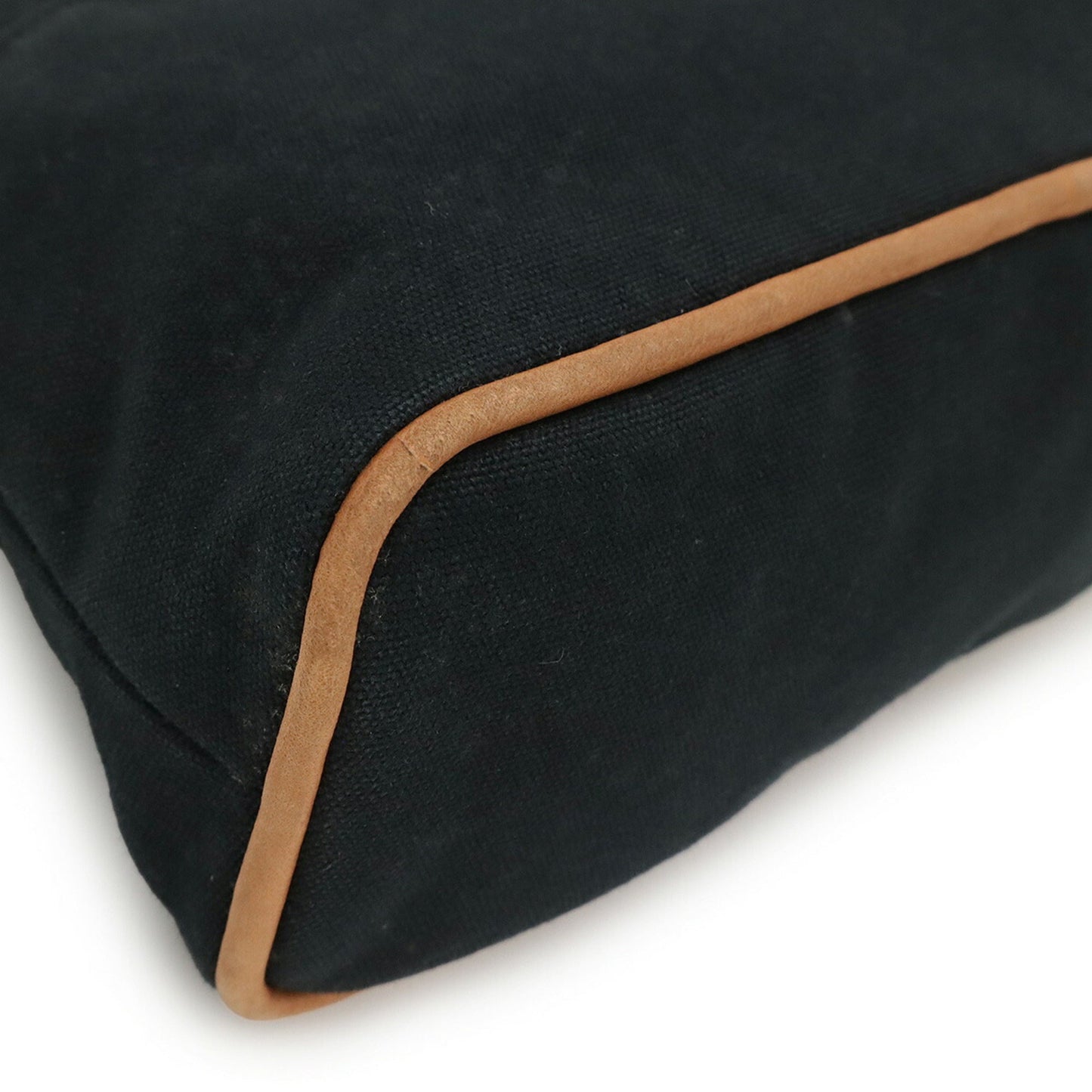 Hermes Black Natural Canvas Leather Pouch ( )