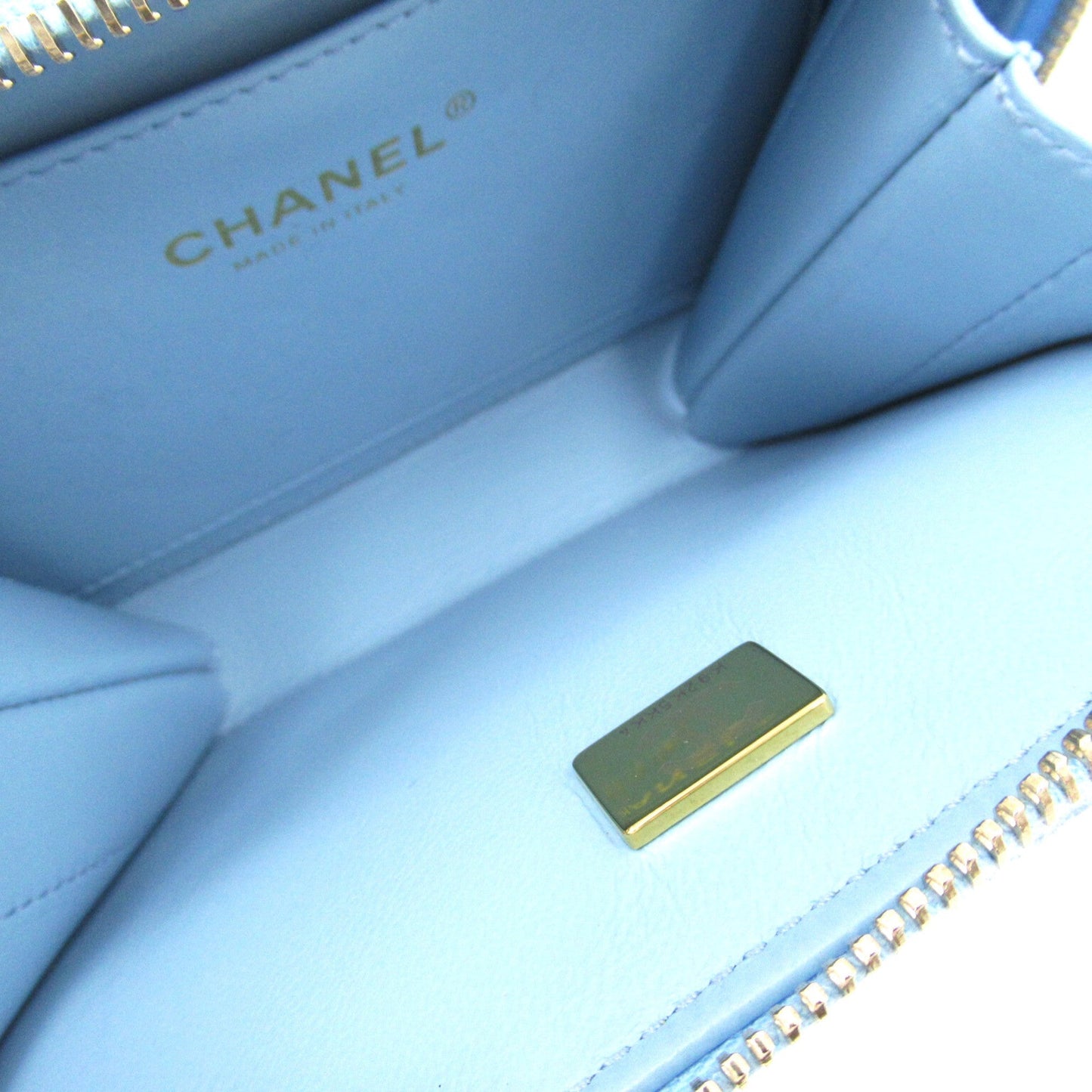 CHANEL 2WAY Vanity ChainShoulder Blue Caviar Skin [Grained Calf]
