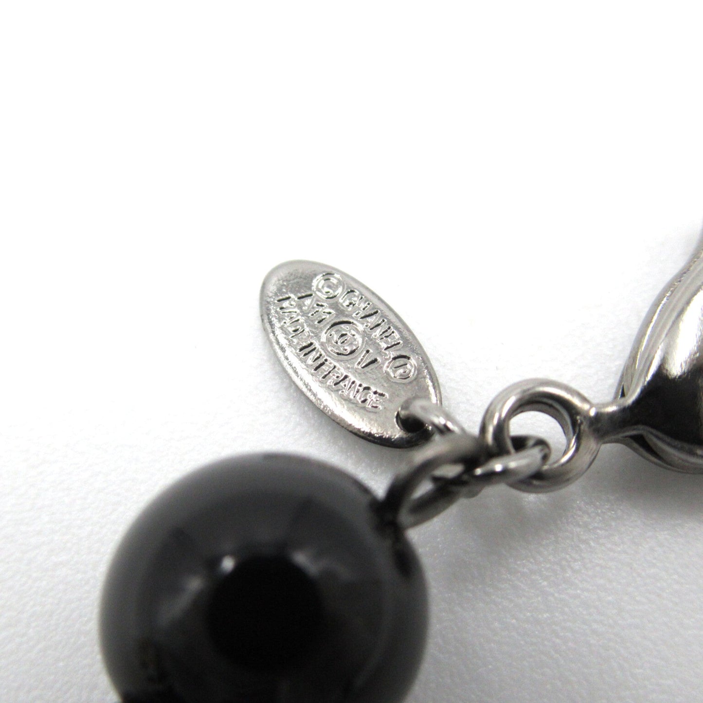 CHANEL A11V Bracelet Black Silver Plastic plating
