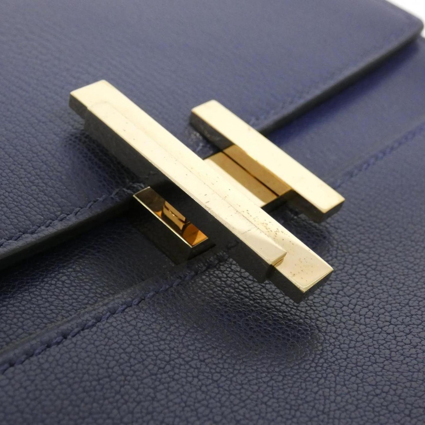 Hermes Bleu Saphir Chevre Leather Handbag ( )