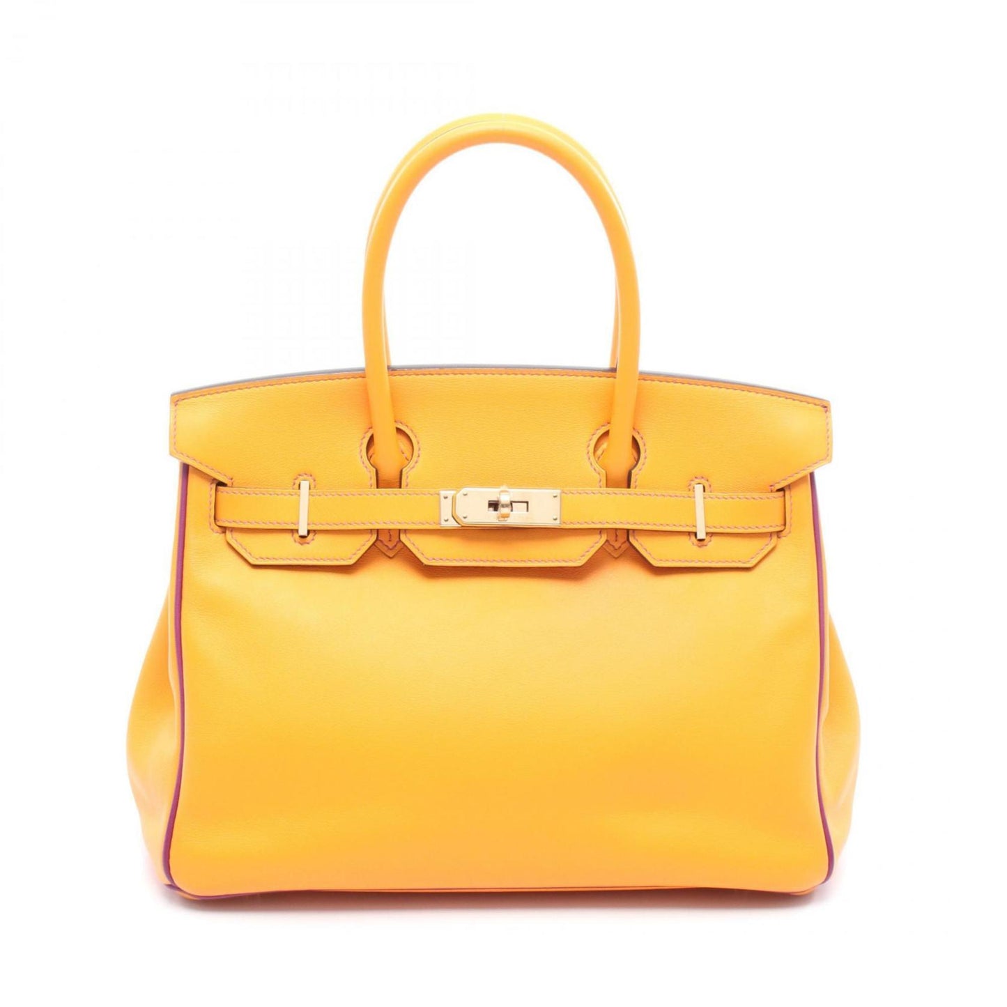 Hermes Anemone Orange Purple Leather Handbag ( )