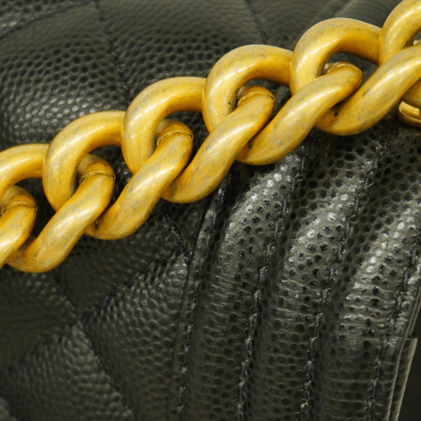 CHANEL   Boy  Chain Shoulder Women's Caviar Leather Shoulder Bag Black
