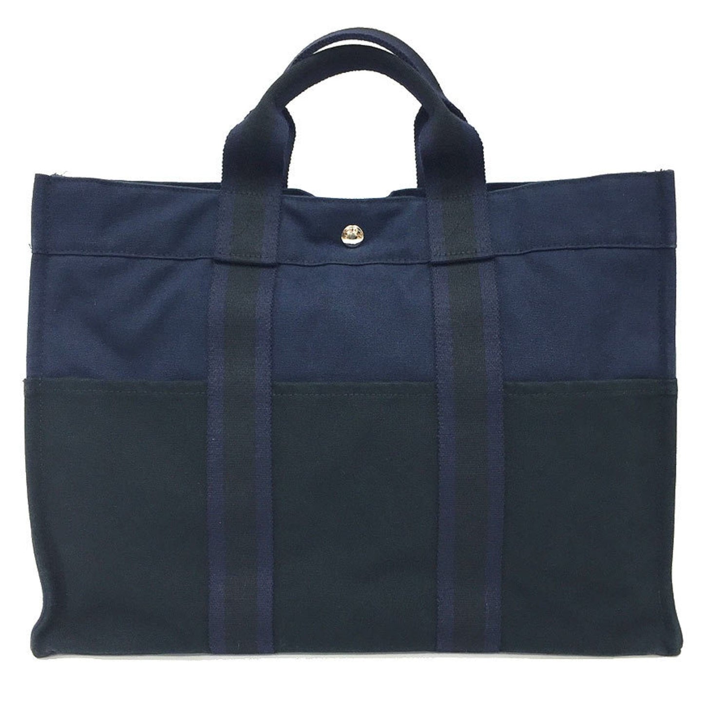 Hermes Black Navy Canvas Tote Bag ( )