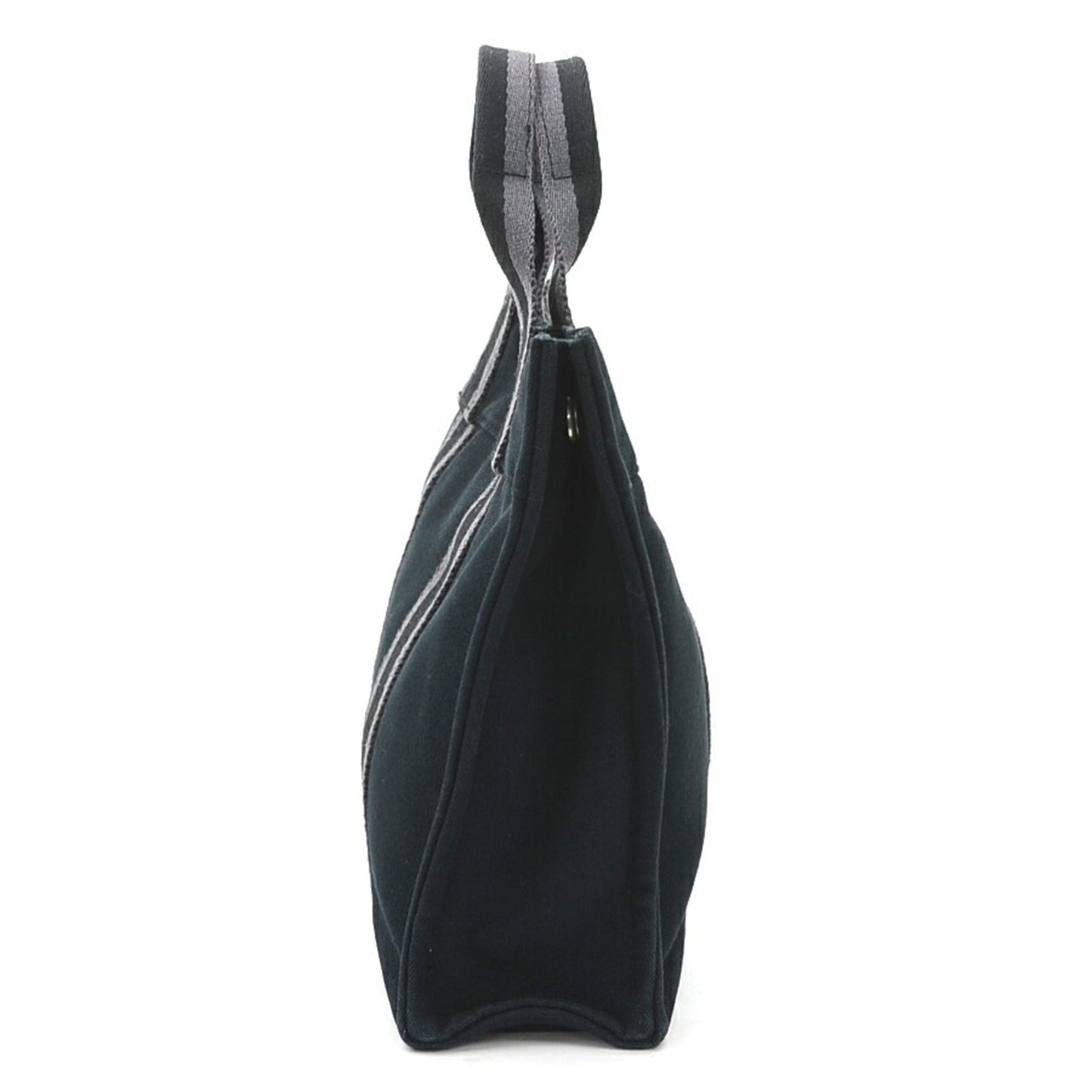 Hermes Black Gray Cotton Handbag ( )