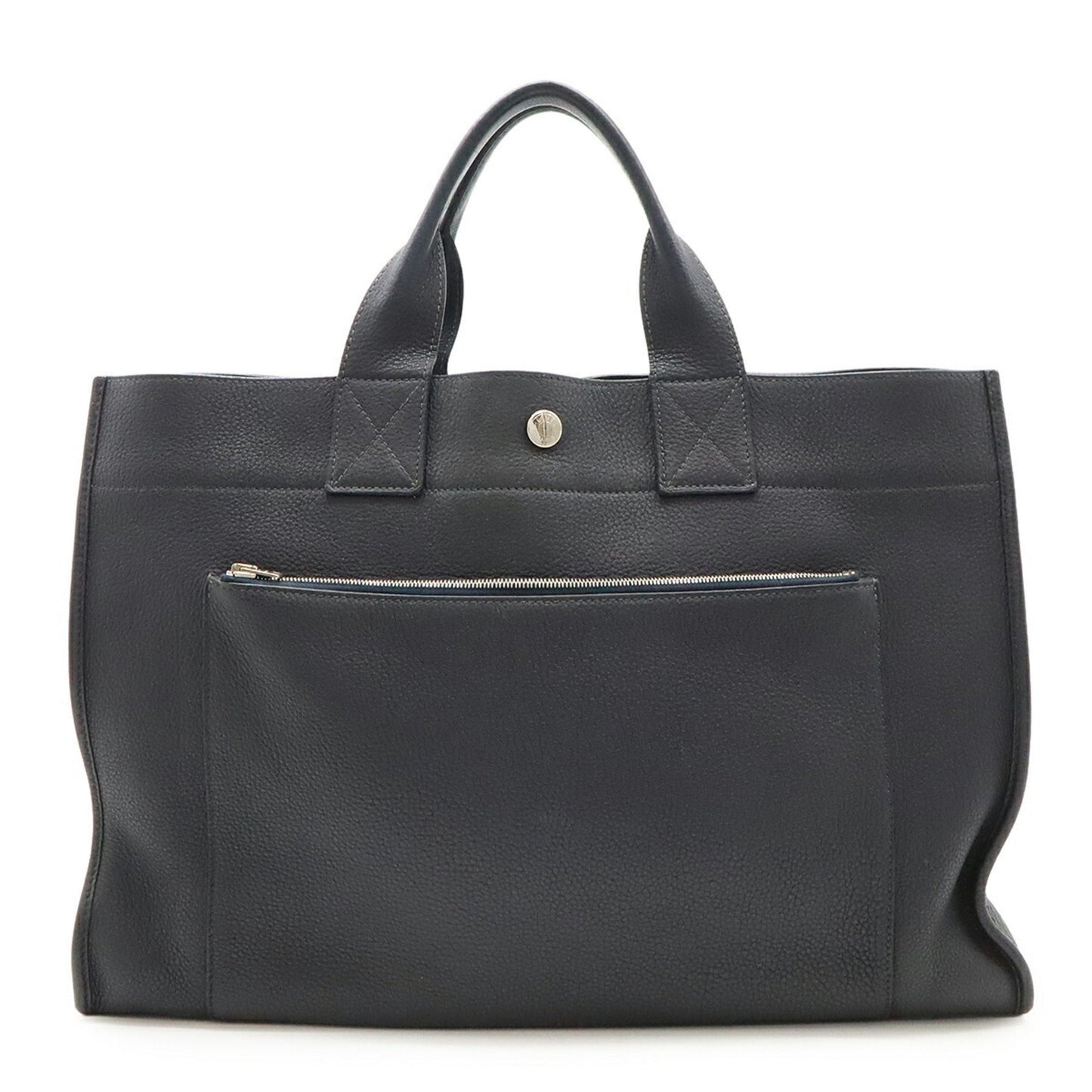 Hermes Black Buffalo Leather Handbag Tote Bag ( )
