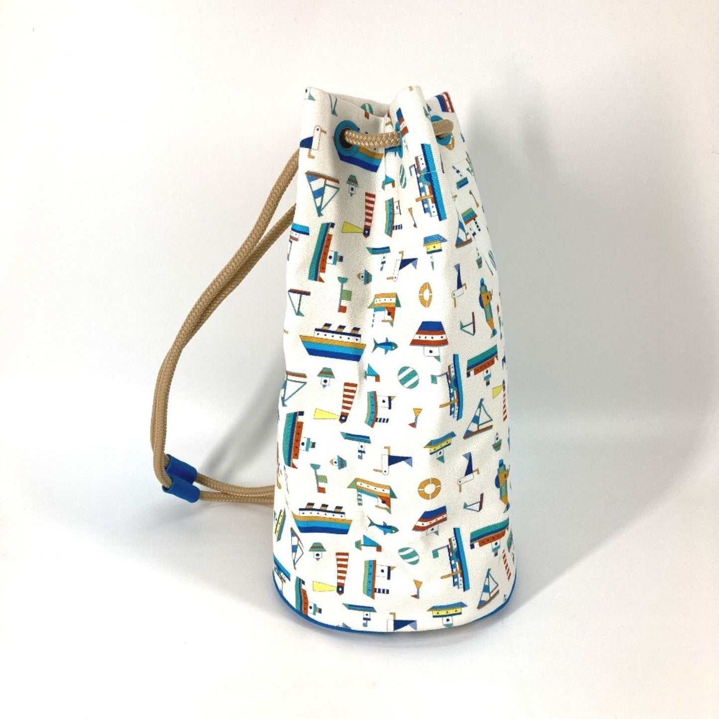 Hermes Blue White Cotton Shoulder Bag ( )