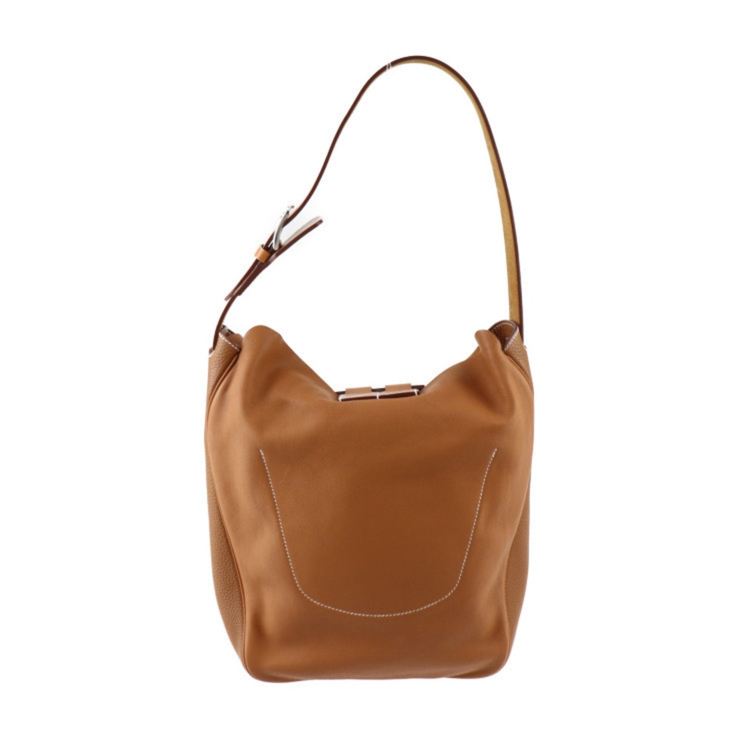 Hermes Brown Gold Taurillon Clemence Leather Swift Leather Handbag Shoulder Bag Tote Bag ( )