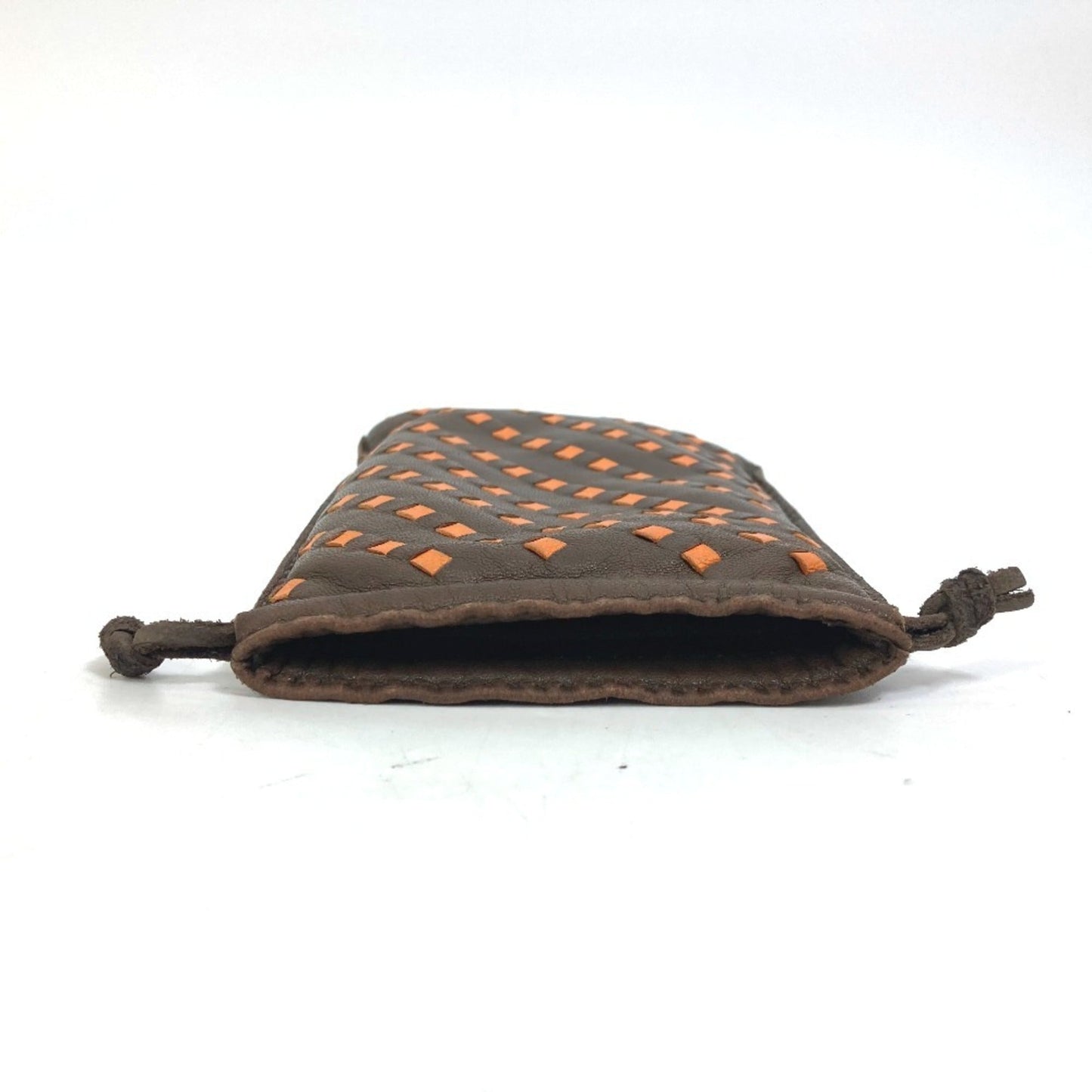 Hermes Brown Orange Agneau Milo Pouch ( )