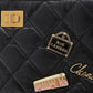 Chanel 2.55 Embroidered Chain Clutch Shoulder Bag Leather Black