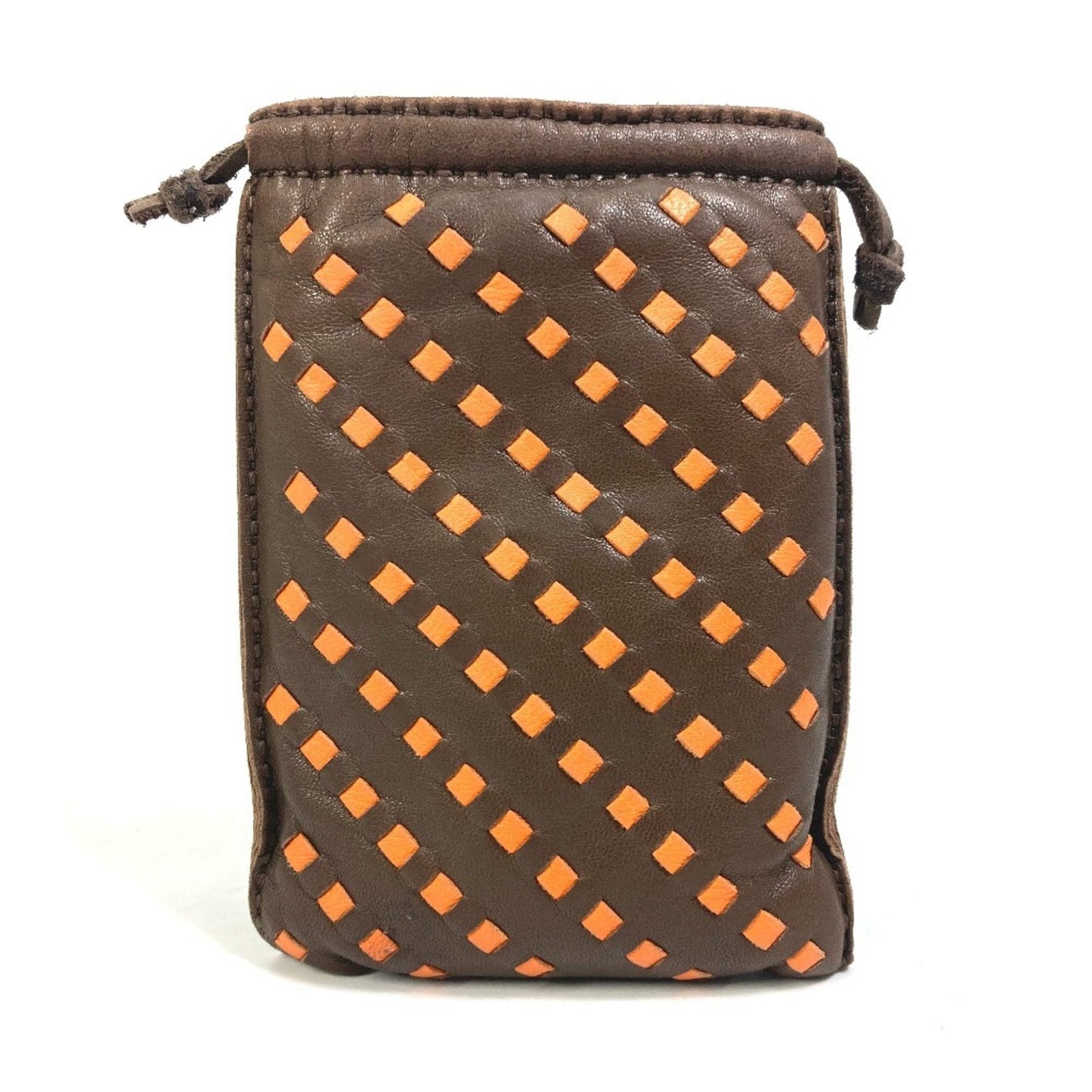 Hermes Brown Orange Agneau Milo Pouch ( )