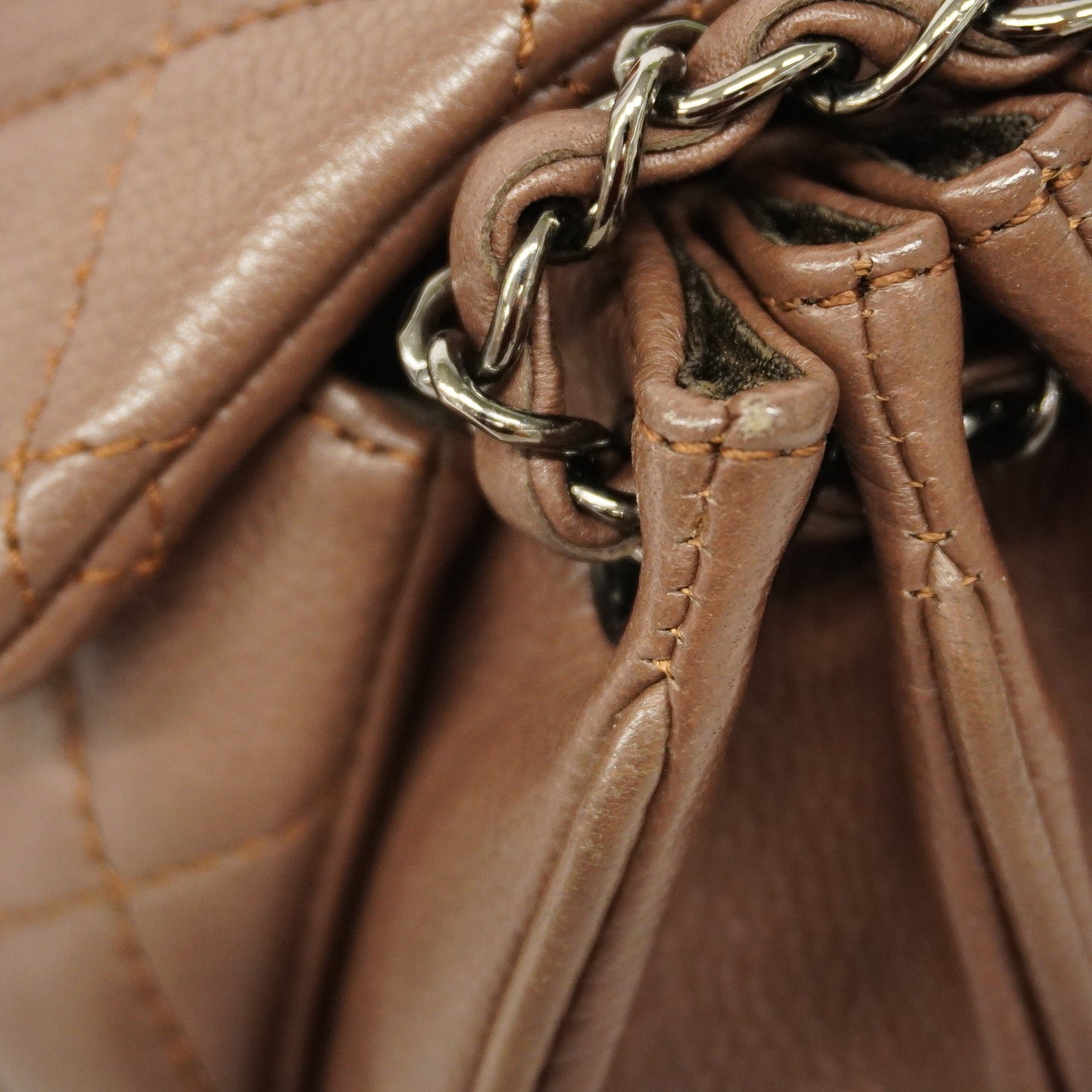 CHANEL   Matelasse 2.55 Chain Shoulder Caviar Leather Shoulder Bag Brown
